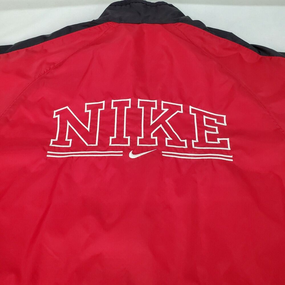 Vintage Nike Women's Size Medium Red Lined Zip Up Windbreaker Spell Out